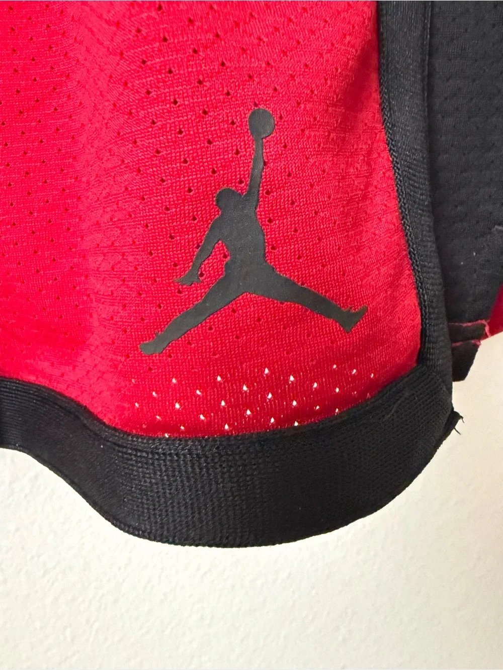 Jordan Red and Black Basketball Shorts with Drawstring Waist